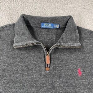 Vintage Polo Ralph Lauren Quarter Zip XL Classic Preppy Essentials Charcoal Grey
